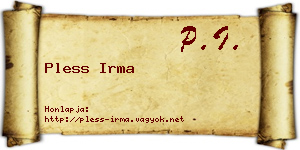 Pless Irma névjegykártya