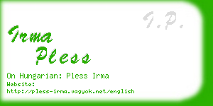 irma pless business card